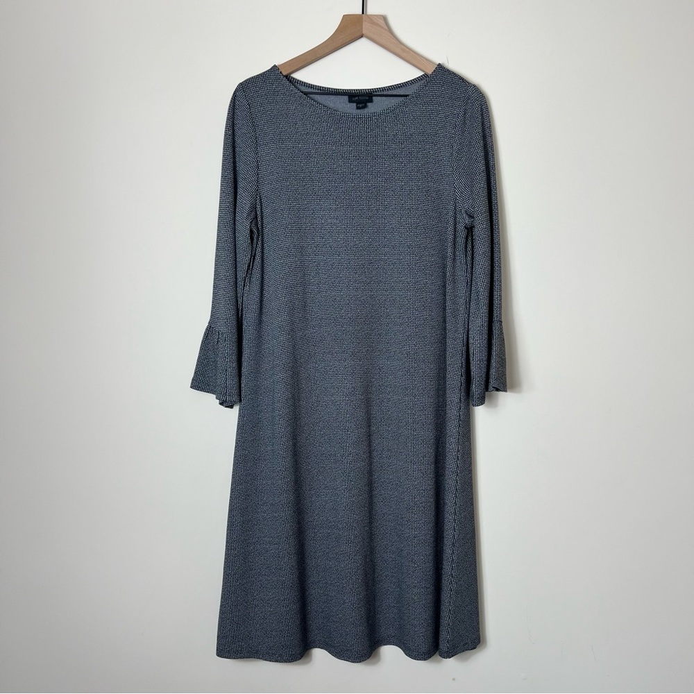 J. Jill | Micro Houndstooth Print Midi Dress - Picture 4 of 9